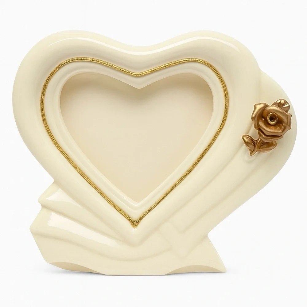 White Open Heart Porcelain Picture Frame